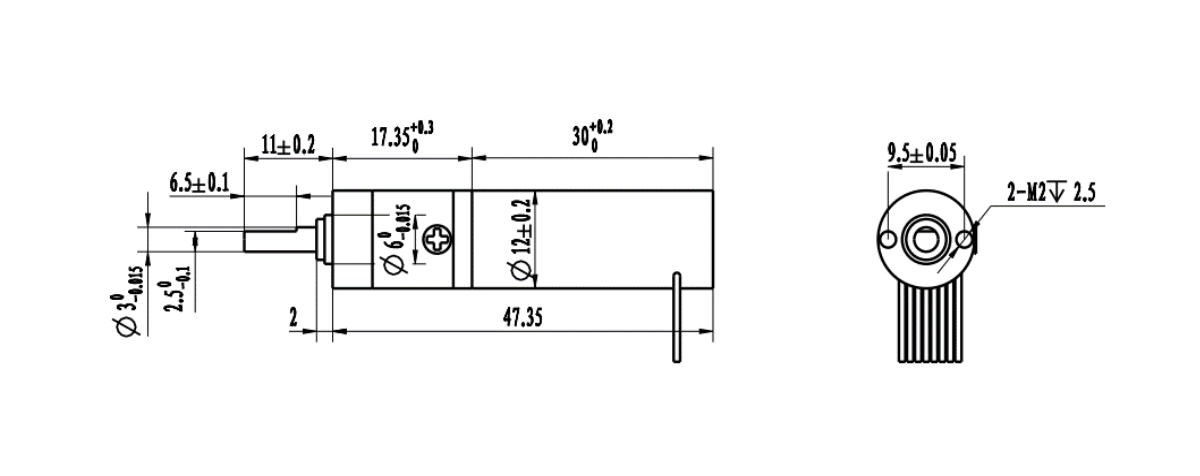 BLDC1230 Coreless DC Brushless Motor for Mechanical dimensions