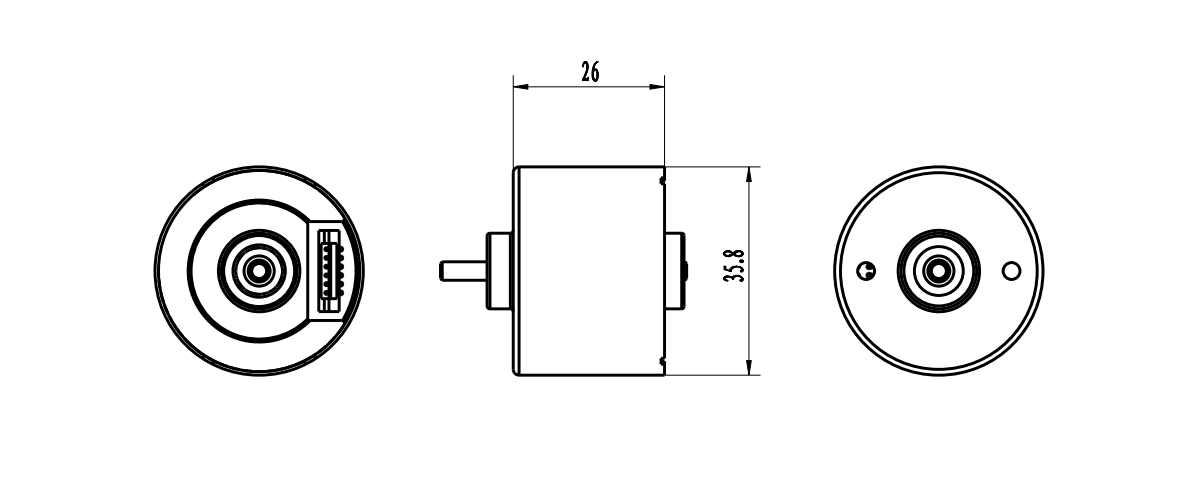 BLDC3626 Inrunner Brushless DC Motor for Mechanical dimensions