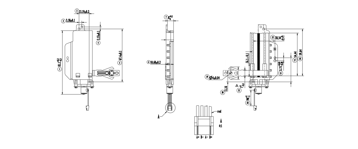 Gian TR040-P01 PM Stepper Motor for Mechanical Dimensions