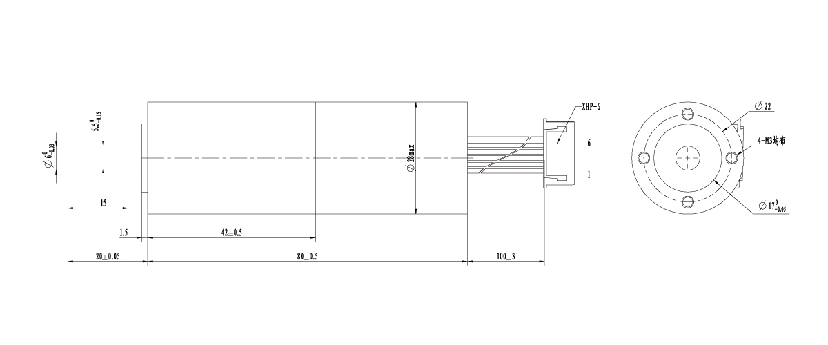 TR075-P07 Brushless Planetary Gear Motor for mechanical dimensions