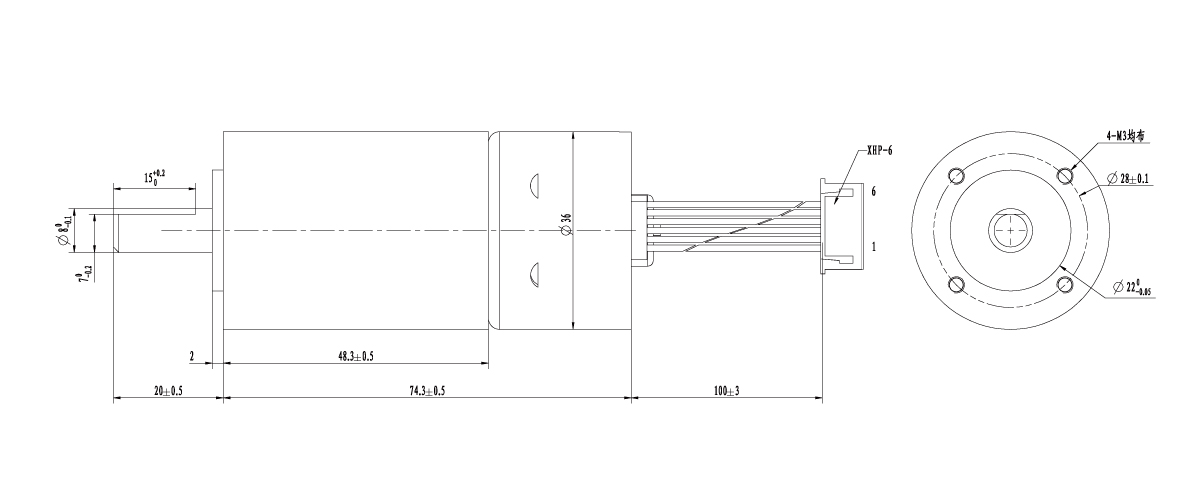 TR075-P08 Brushless Planetary Gear Motor for mechanical dimensions