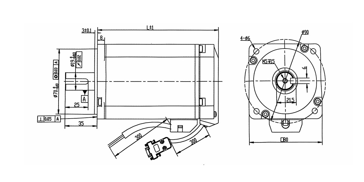 GSV80 DC Servo Motor Mechanical Dimensions